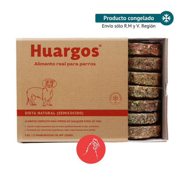 Huargos Chile Alimento Alimento semicocido de pollo (Caja 15 Hamburguesas) 114