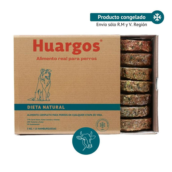Huargos Chile Alimento Alimento Vacuno de Pradera (Caja 15 Hamburguesas) 100